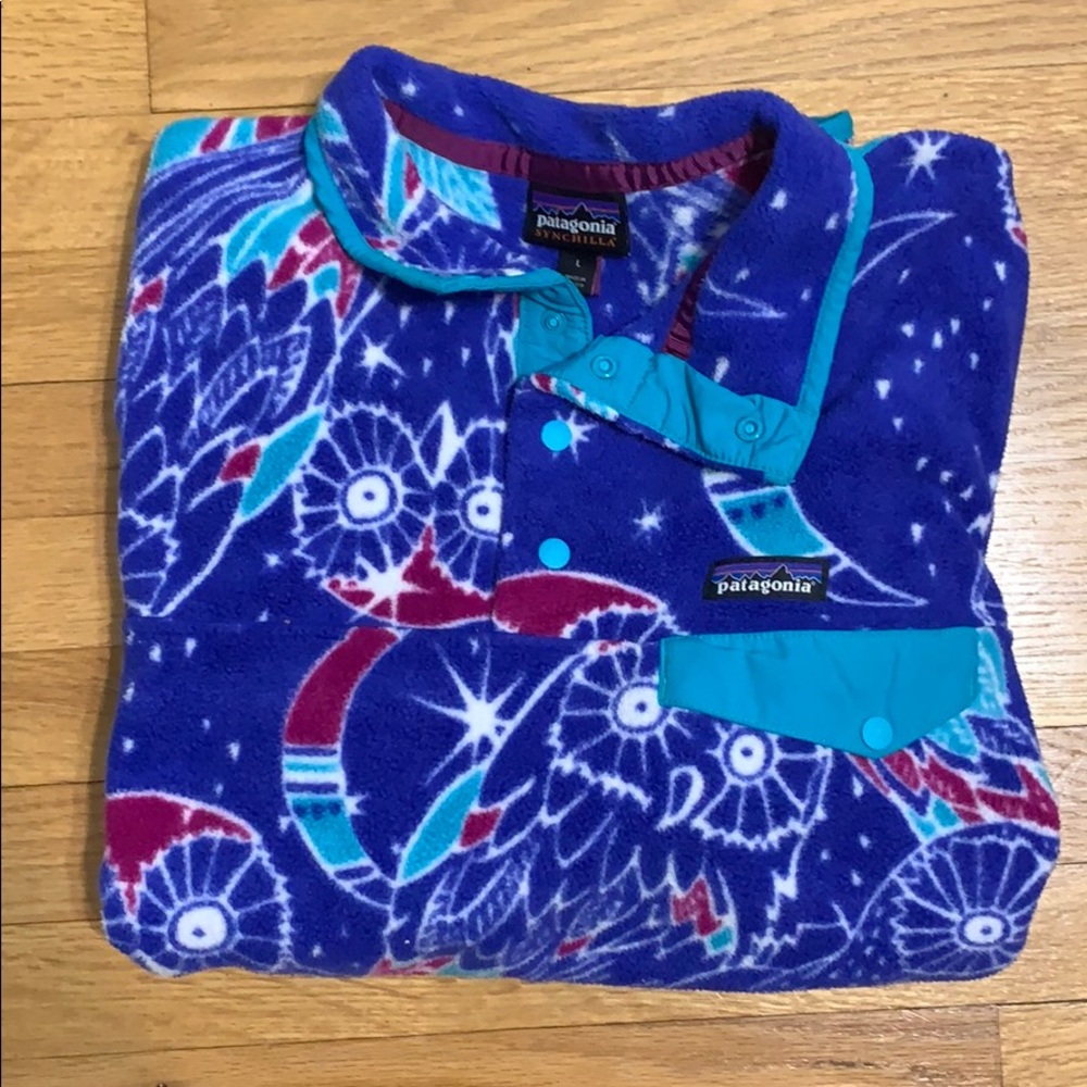 patagonia printed owl fleece